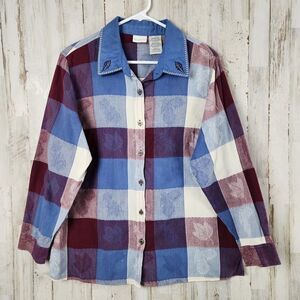 White Stag Leaf Patchwork Button Down Shirt Size 16W